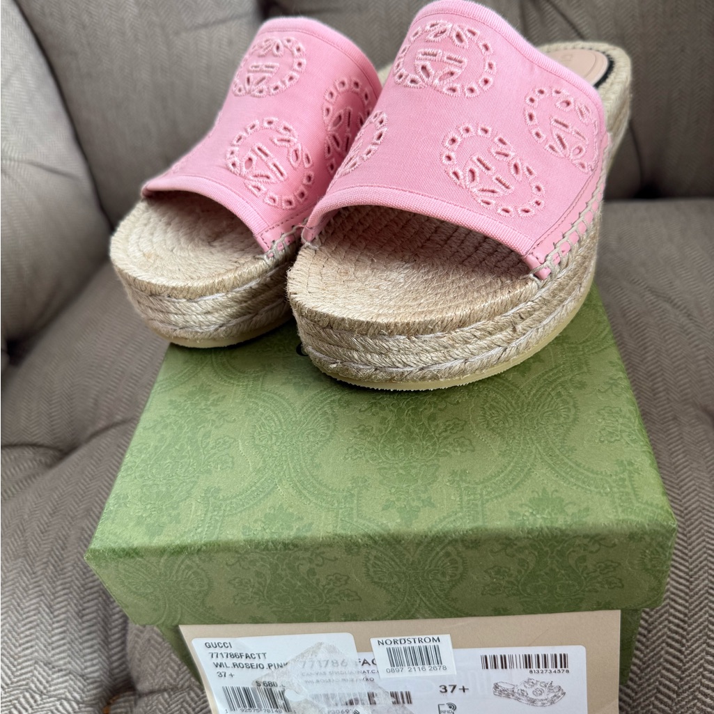 Gucci Damita Eyelet Gg Espadrille Sandal